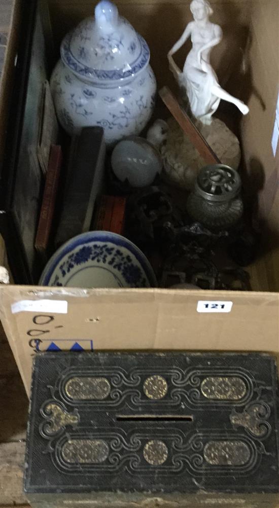 Mixed metalware , leather box ceramics